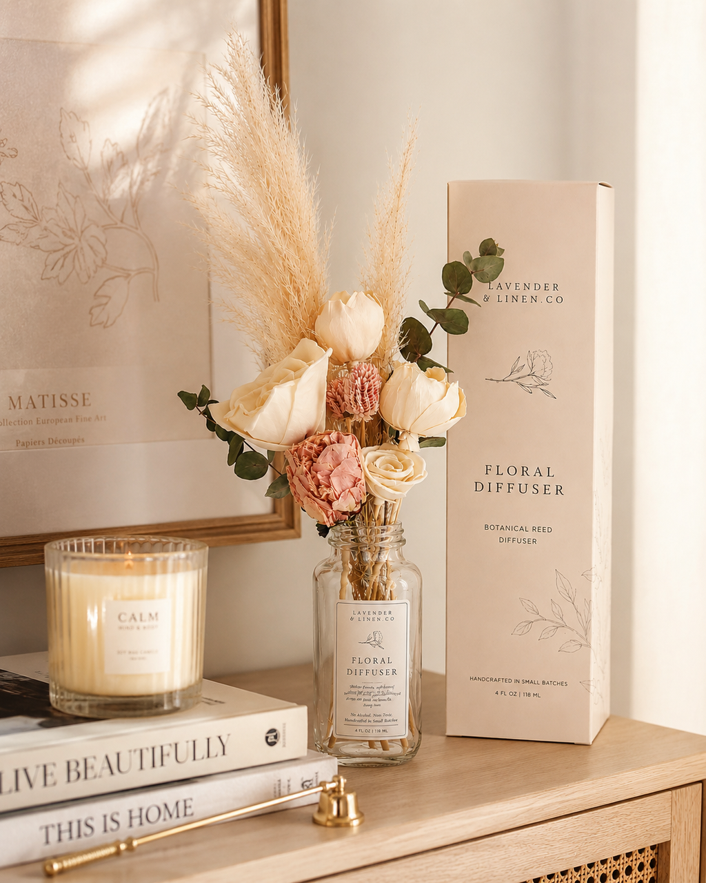 Blush Peony Botanical Reed Diffuser, 8 oz