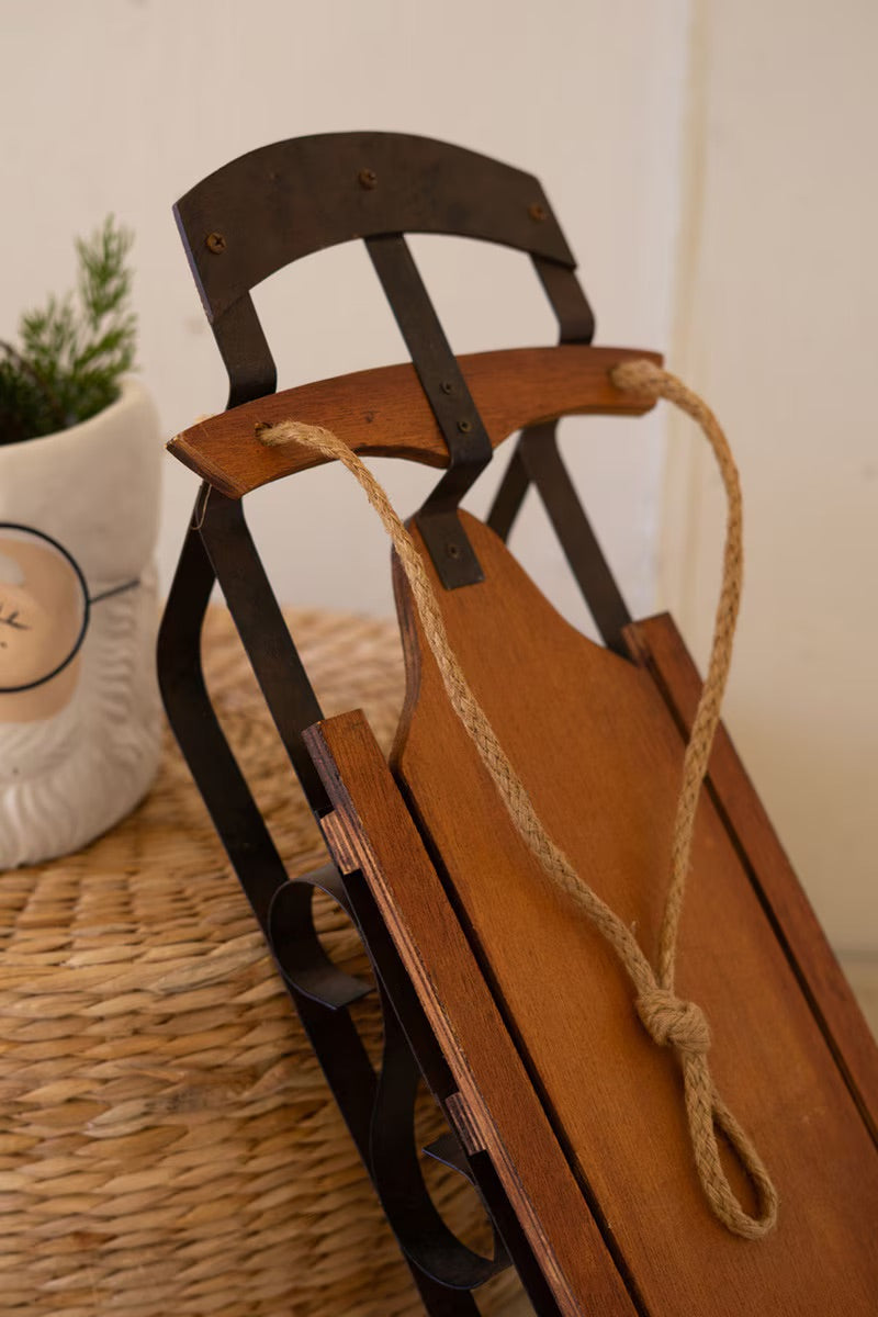 Metal and Wood Decorative Christmas Sled