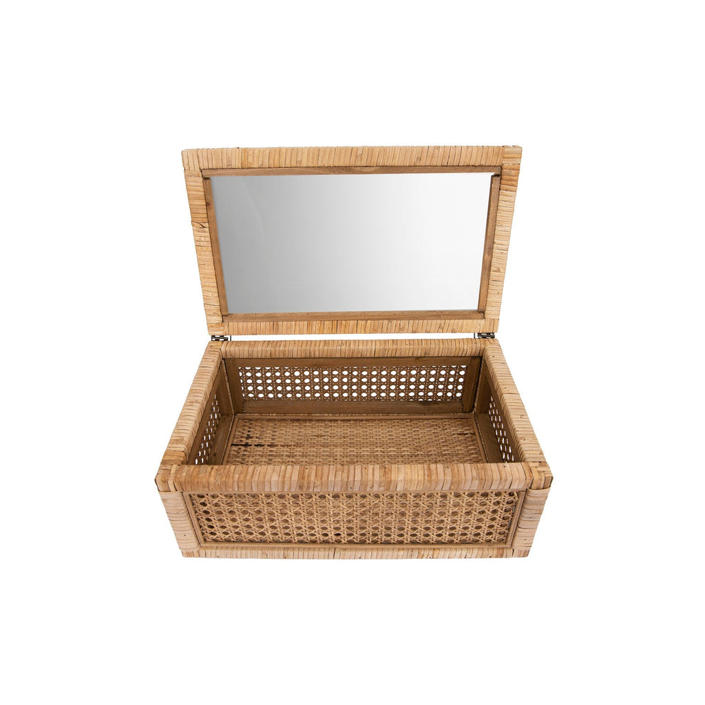 Woven Rattan Wood Display Boxes with Glass Lid | 2 Sizes