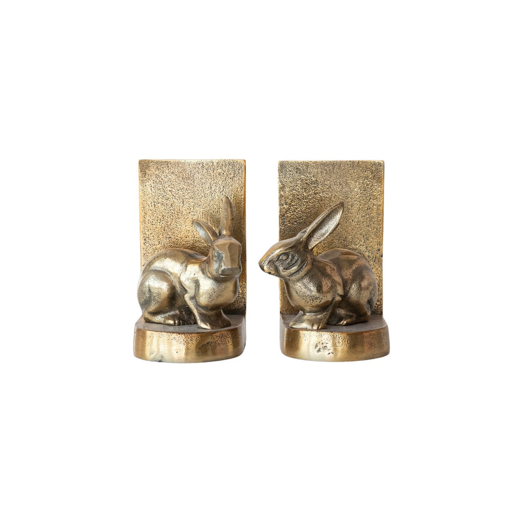 Antique Gold Aluminum Rabbit Bookends