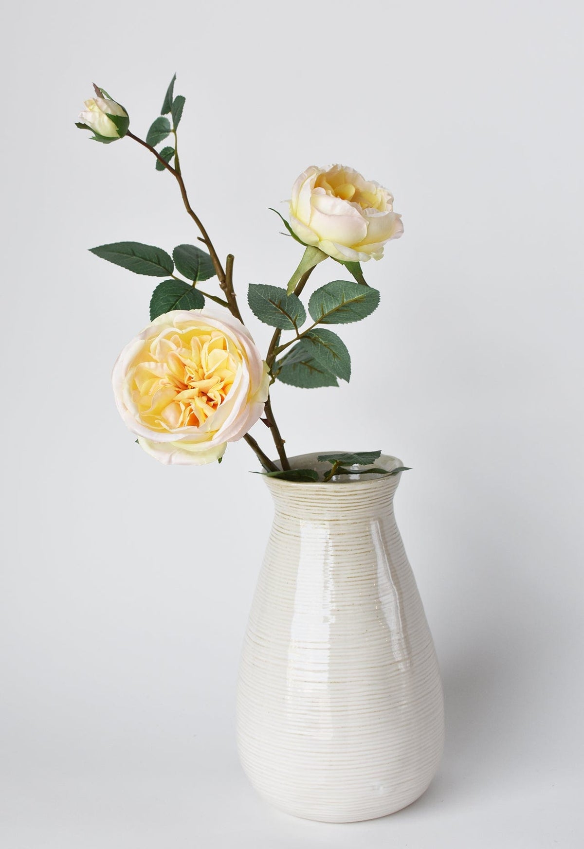 29" Faux Cabbage Rose Stem Yellow / Apricot