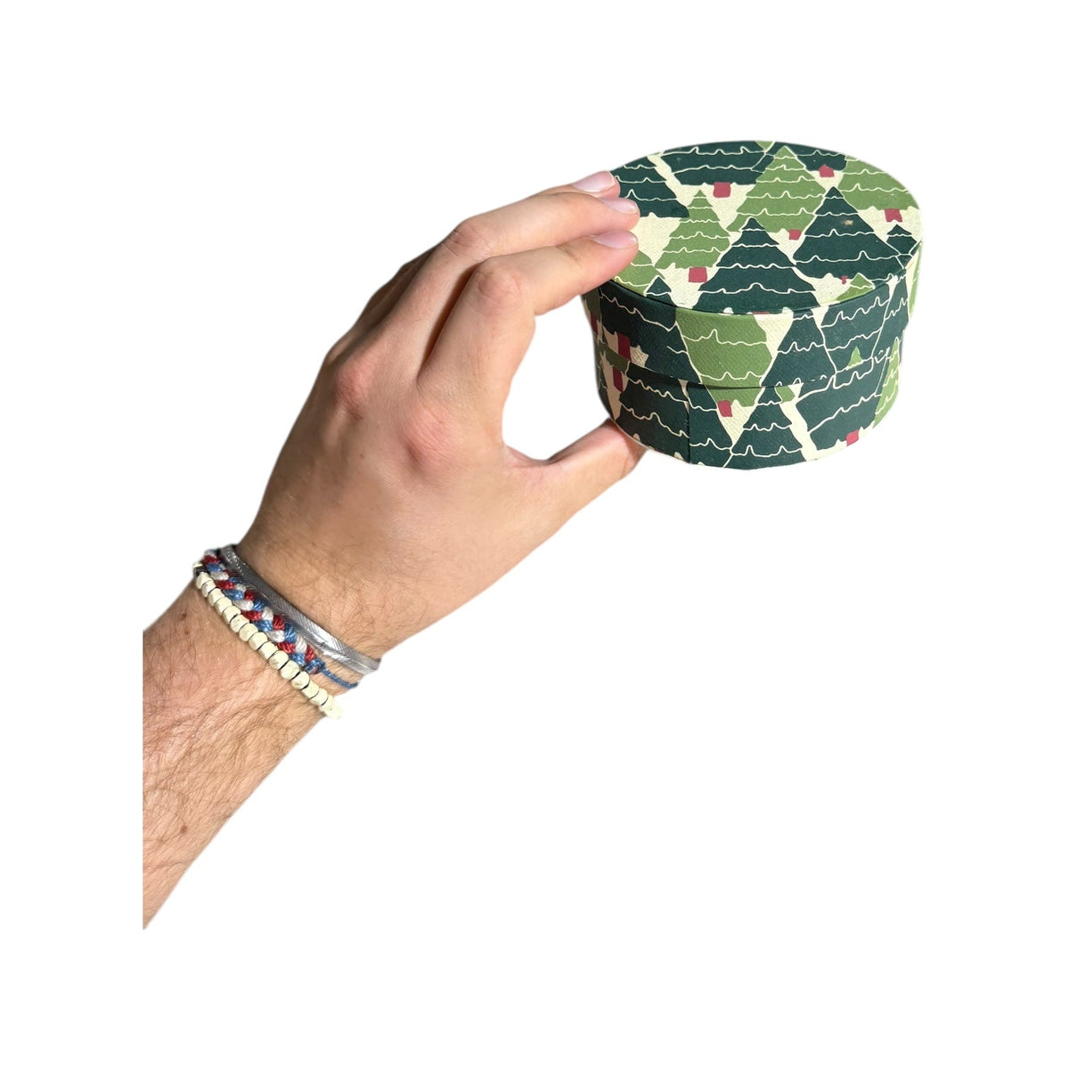 Round Handmade Recycled Paper Botanical Green Nesting Gift Boxes | 8 Sizes