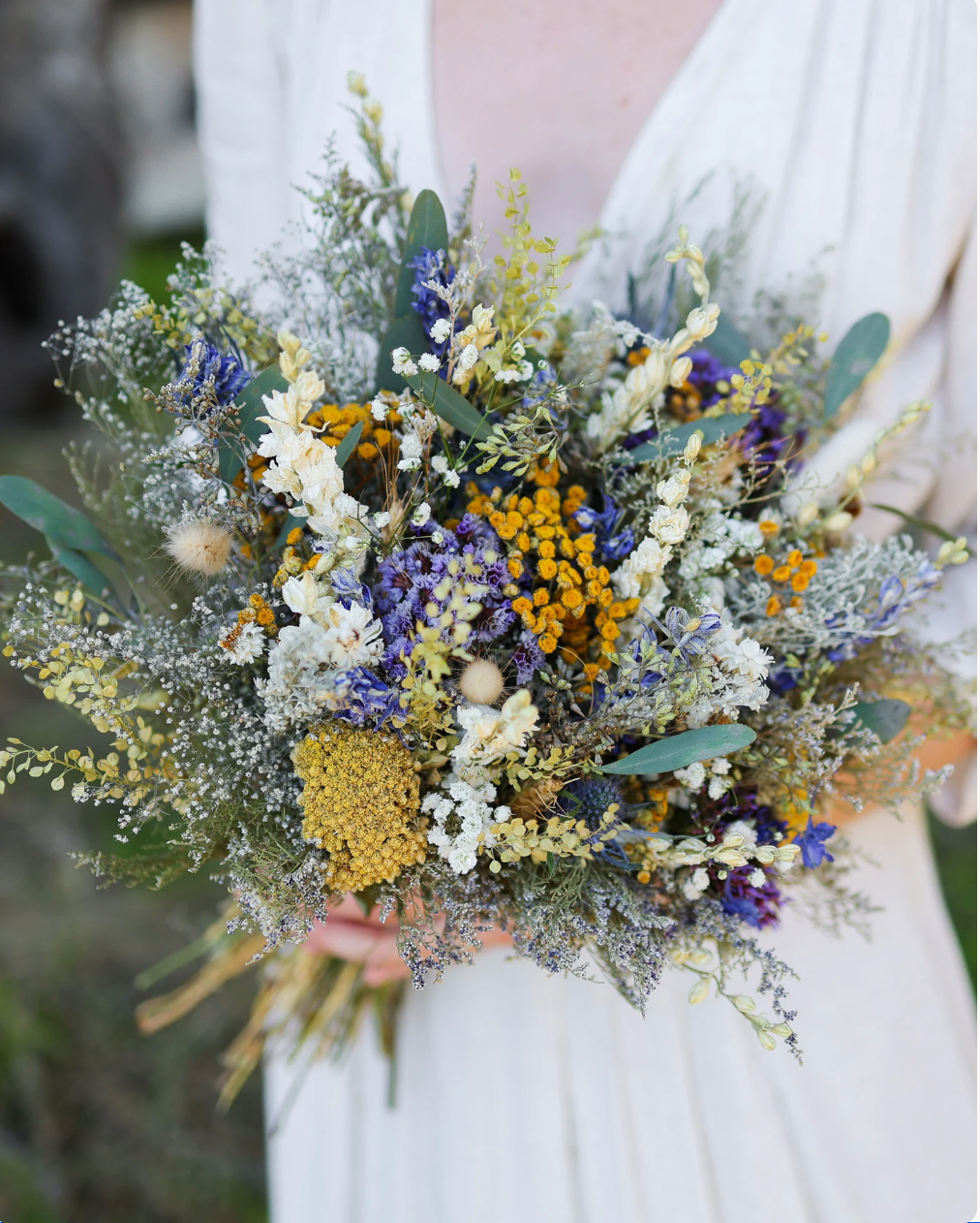 Eucalyptus, Yarrow & Lavender Dried Bouquets & Wedding Accessories