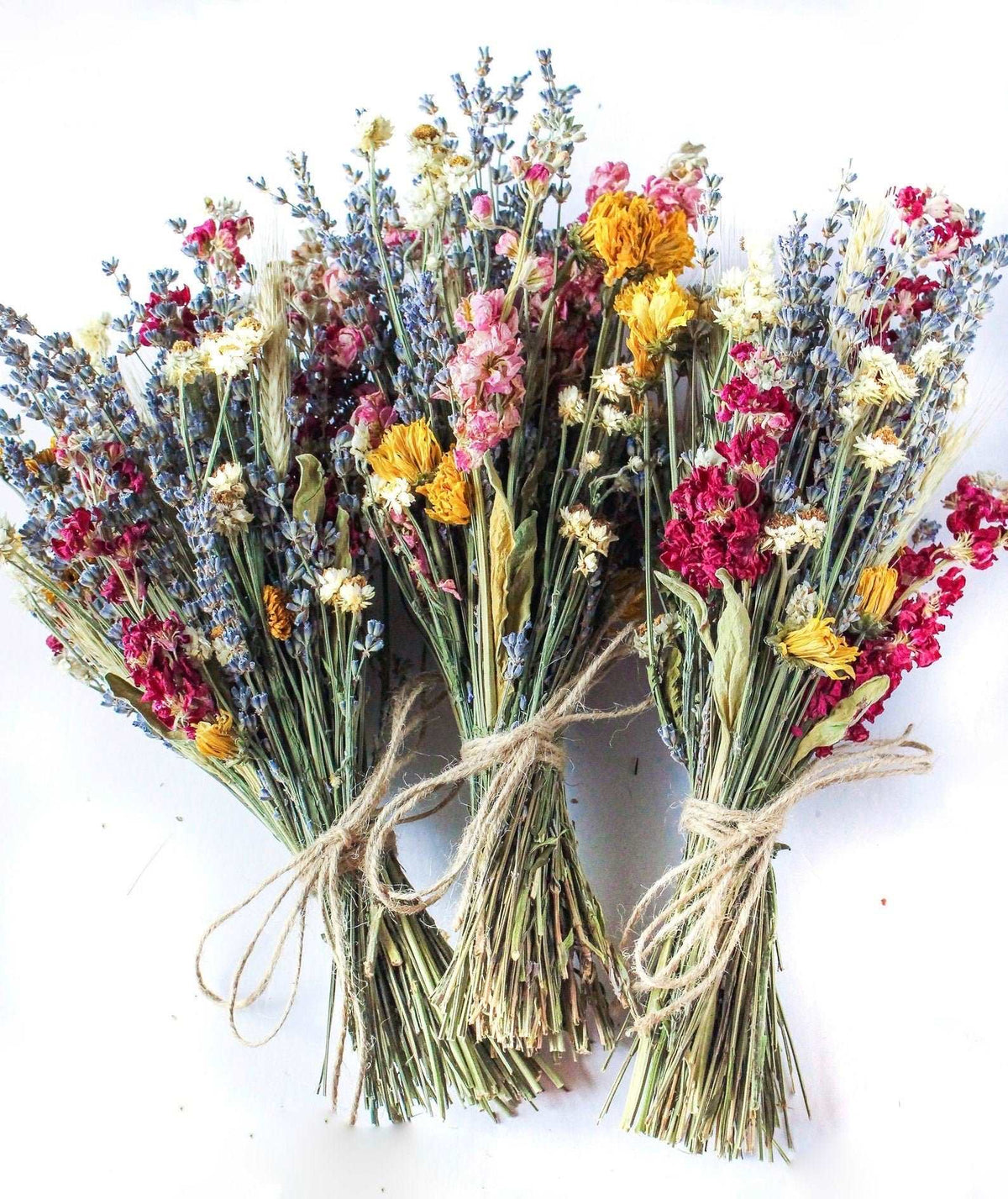 Pink Larkspur & Lavender Dried Bouquets & Wedding Accessories