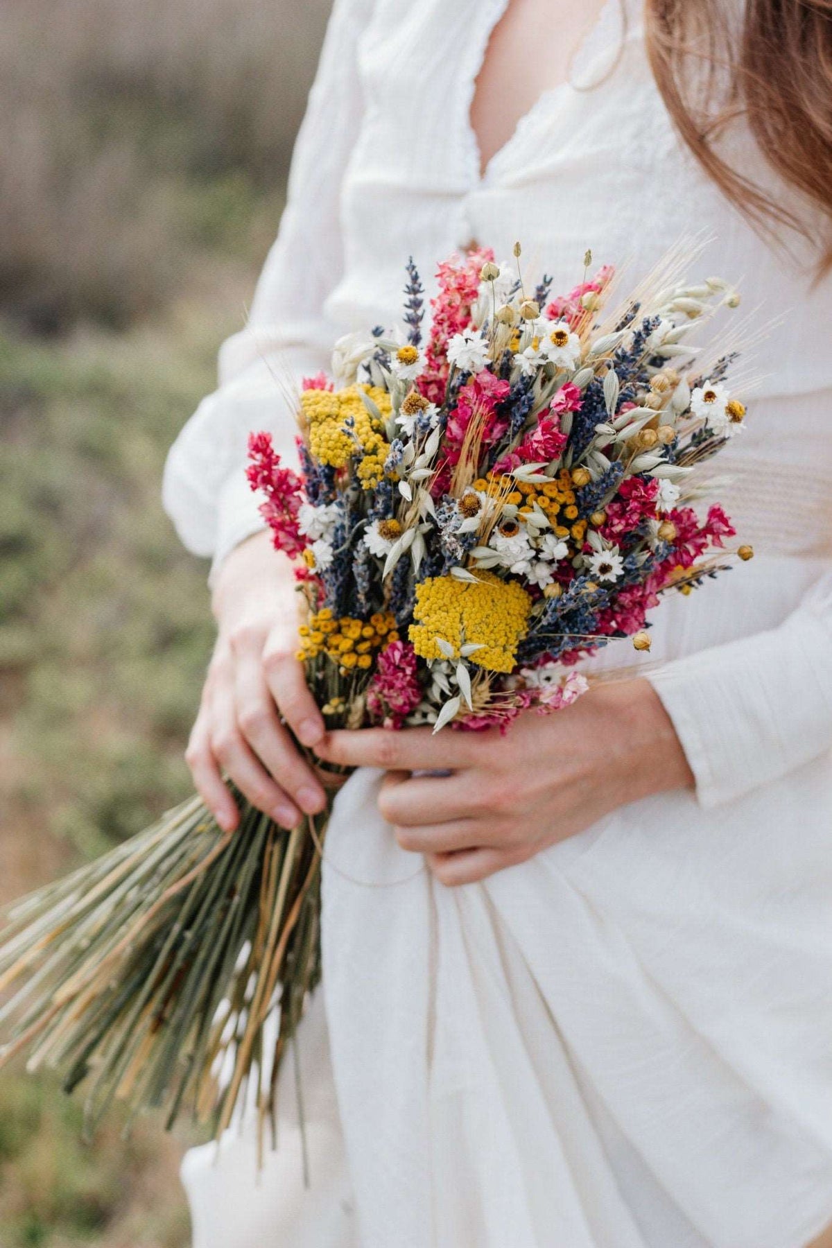 Pink Larkspur & Lavender Dried Bouquets & Wedding Accessories