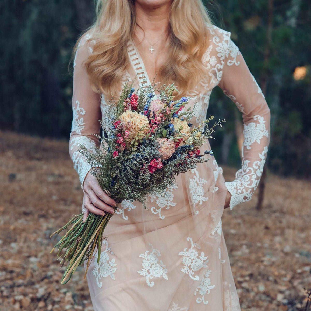 Peony, Larkspur & Lavender Dried Bouquets & Wedding Accessories