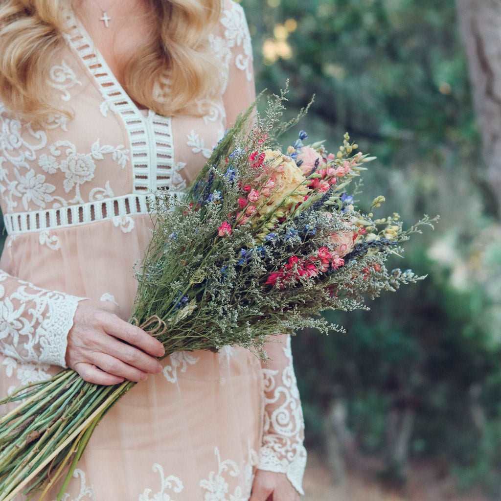 Peony, Larkspur & Lavender Dried Bouquets & Wedding Accessories