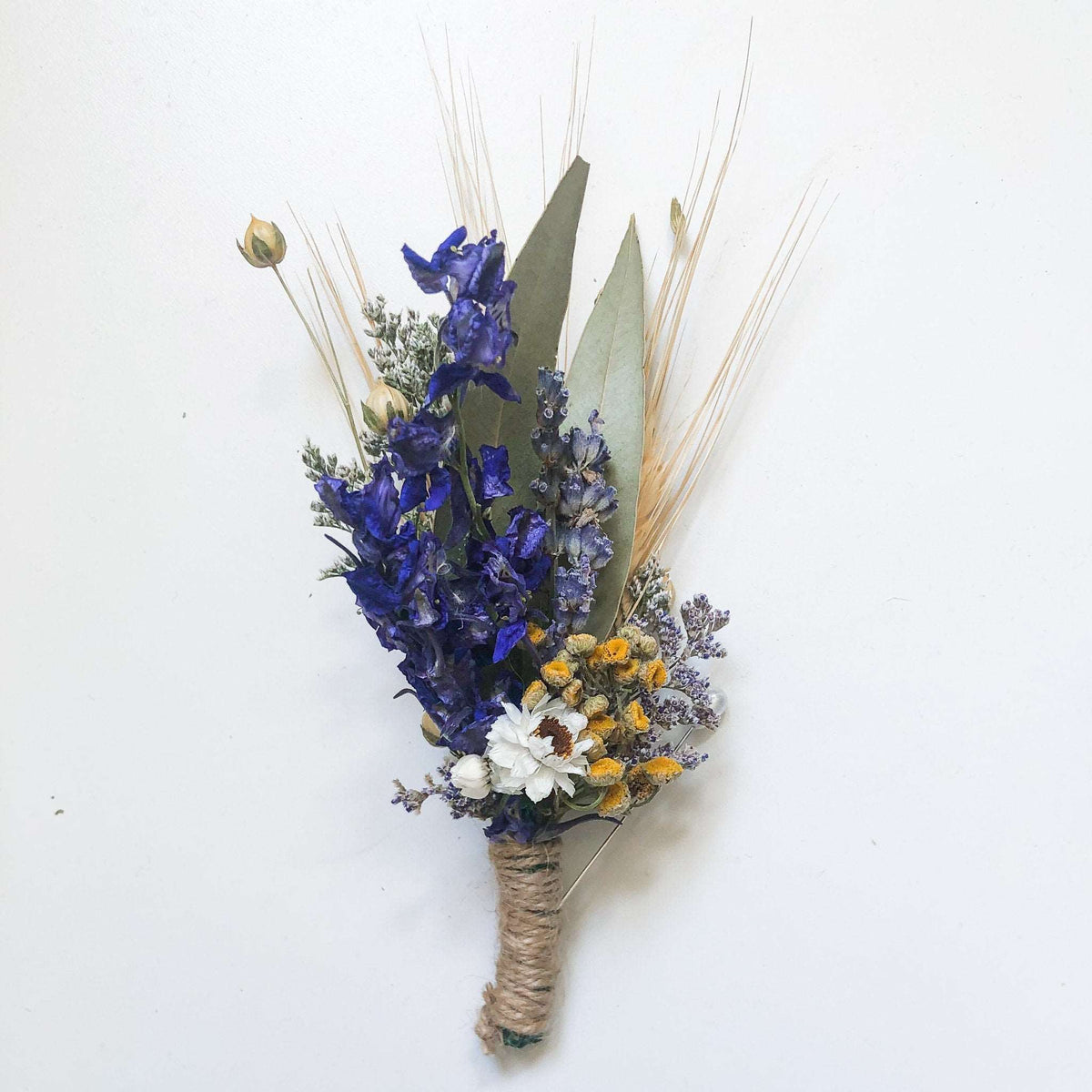 Blue Larkspur & Eucalyptus Dried Bouquets & Wedding Accessories