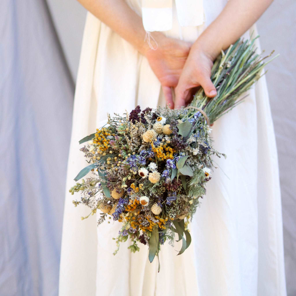 Blue Larkspur & Eucalyptus Dried Bouquets & Wedding Accessories