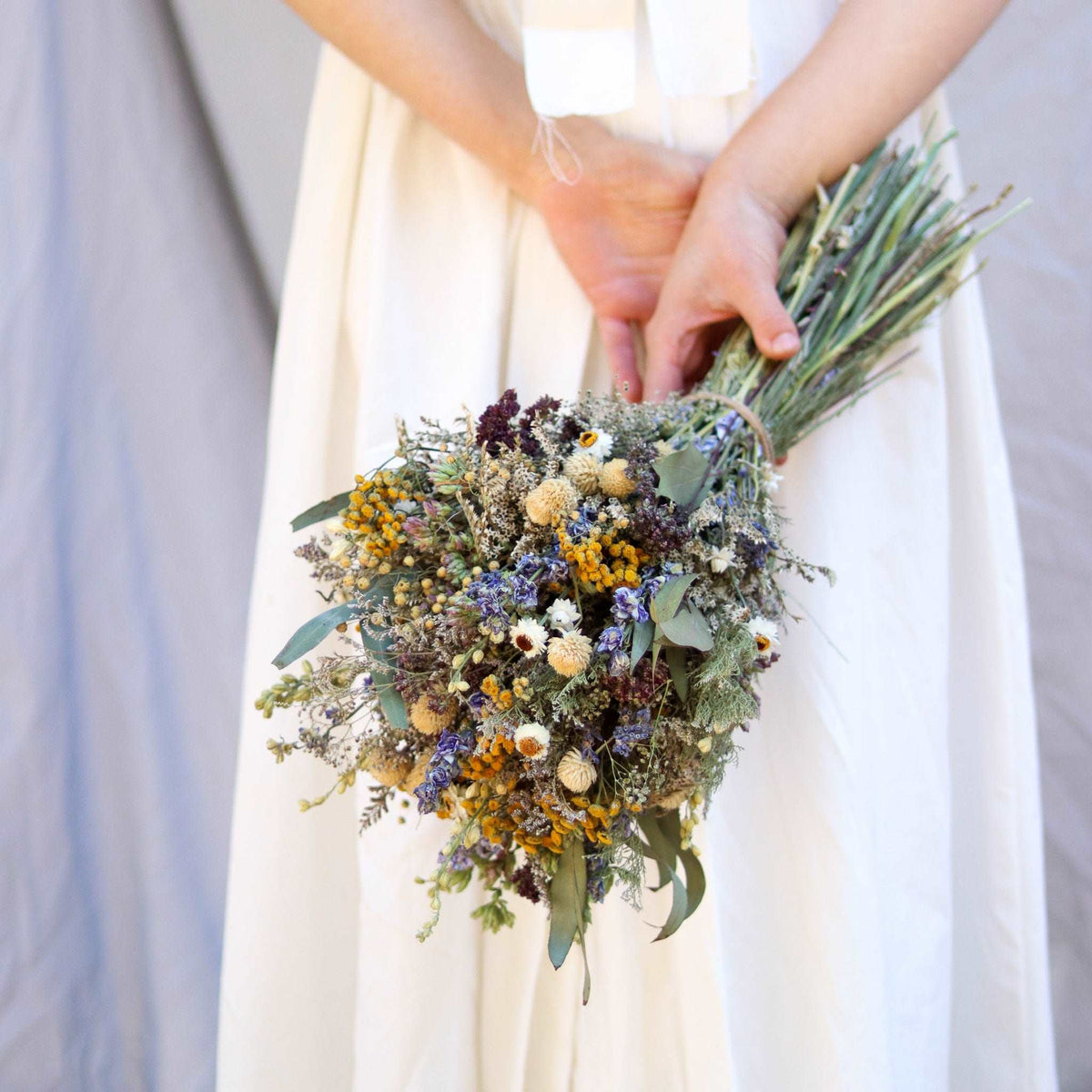 Blue Larkspur & Eucalyptus Dried Bouquets & Wedding Accessories
