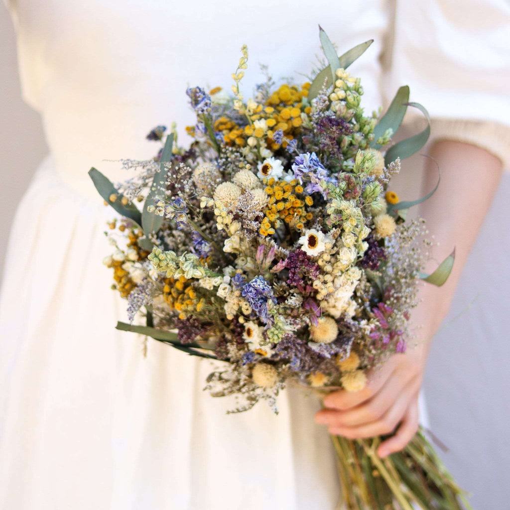 Blue Larkspur & Eucalyptus Dried Bouquets & Wedding Accessories