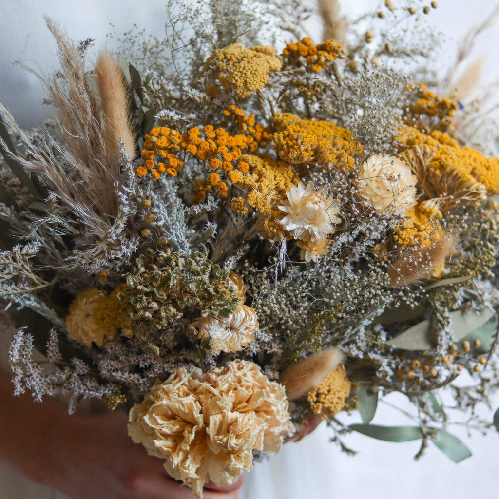 Yarrow, Peony & Eucalyptus Dried Bouquets & Wedding Accessories