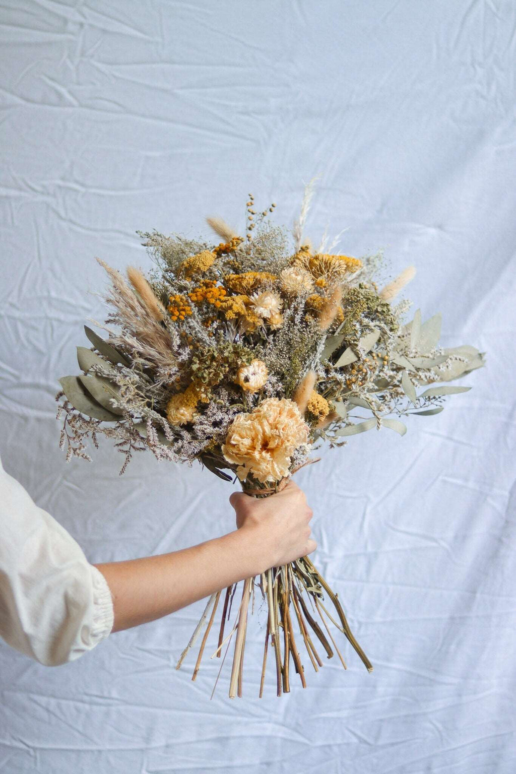 Yarrow, Peony & Eucalyptus Dried Bouquets & Wedding Accessories