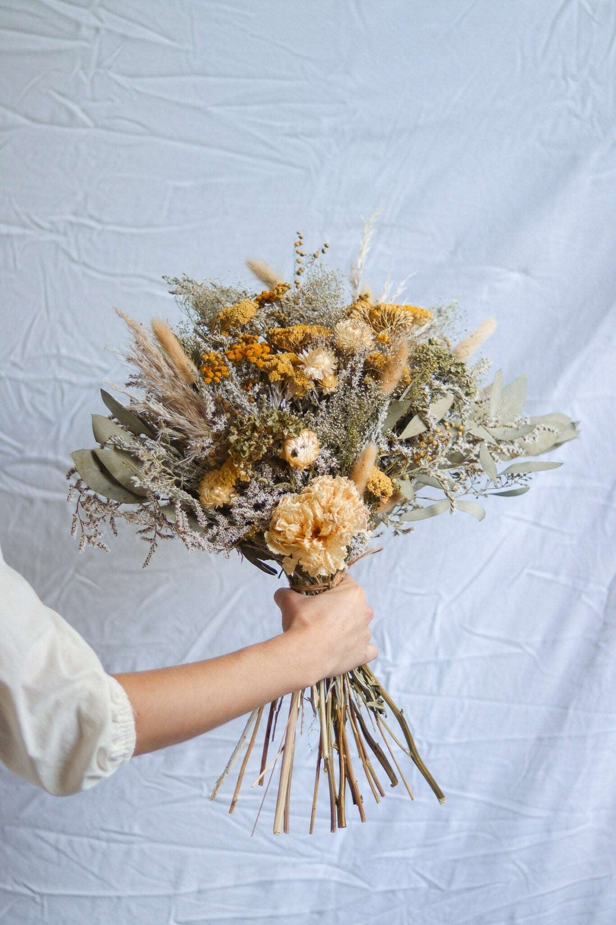 Yarrow, Peony & Eucalyptus Dried Bouquets & Wedding Accessories