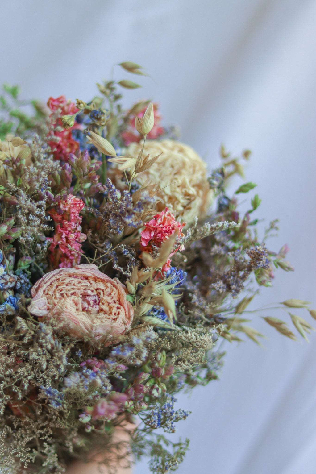 Peony, Larkspur & Lavender Dried Bouquets & Wedding Accessories