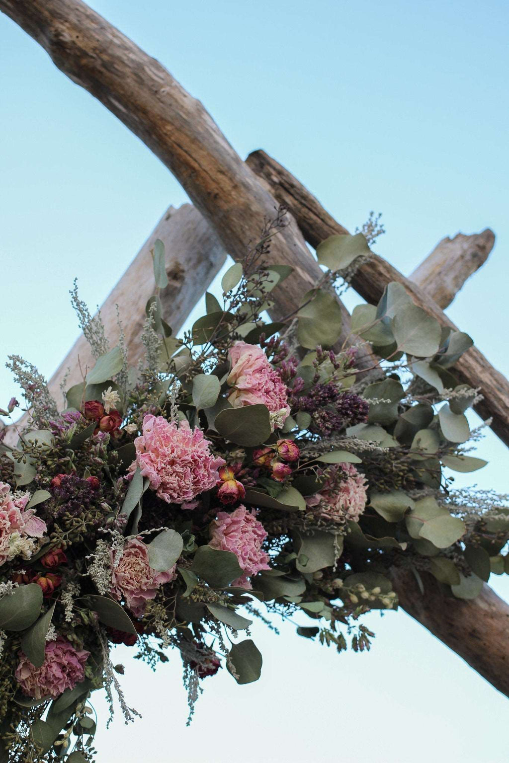 Eucalyptus & Peony Dried Wedding Arch Arrangement