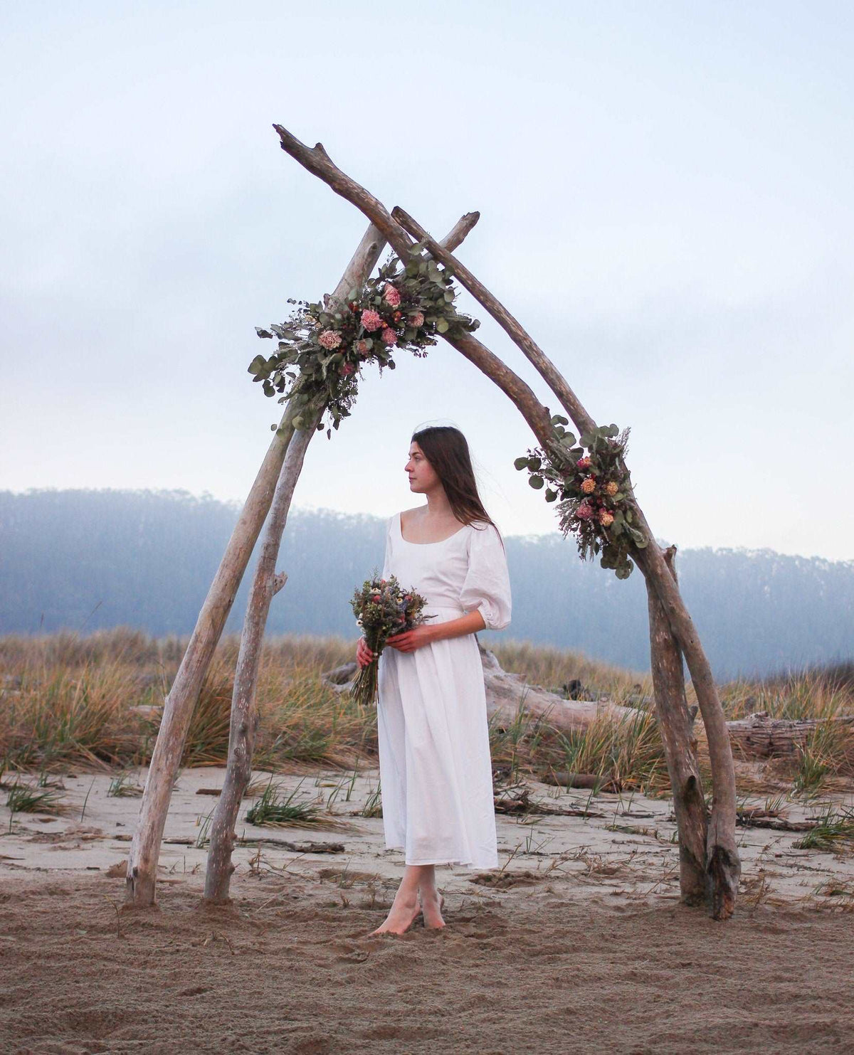 Eucalyptus & Peony Dried Wedding Arch Arrangement