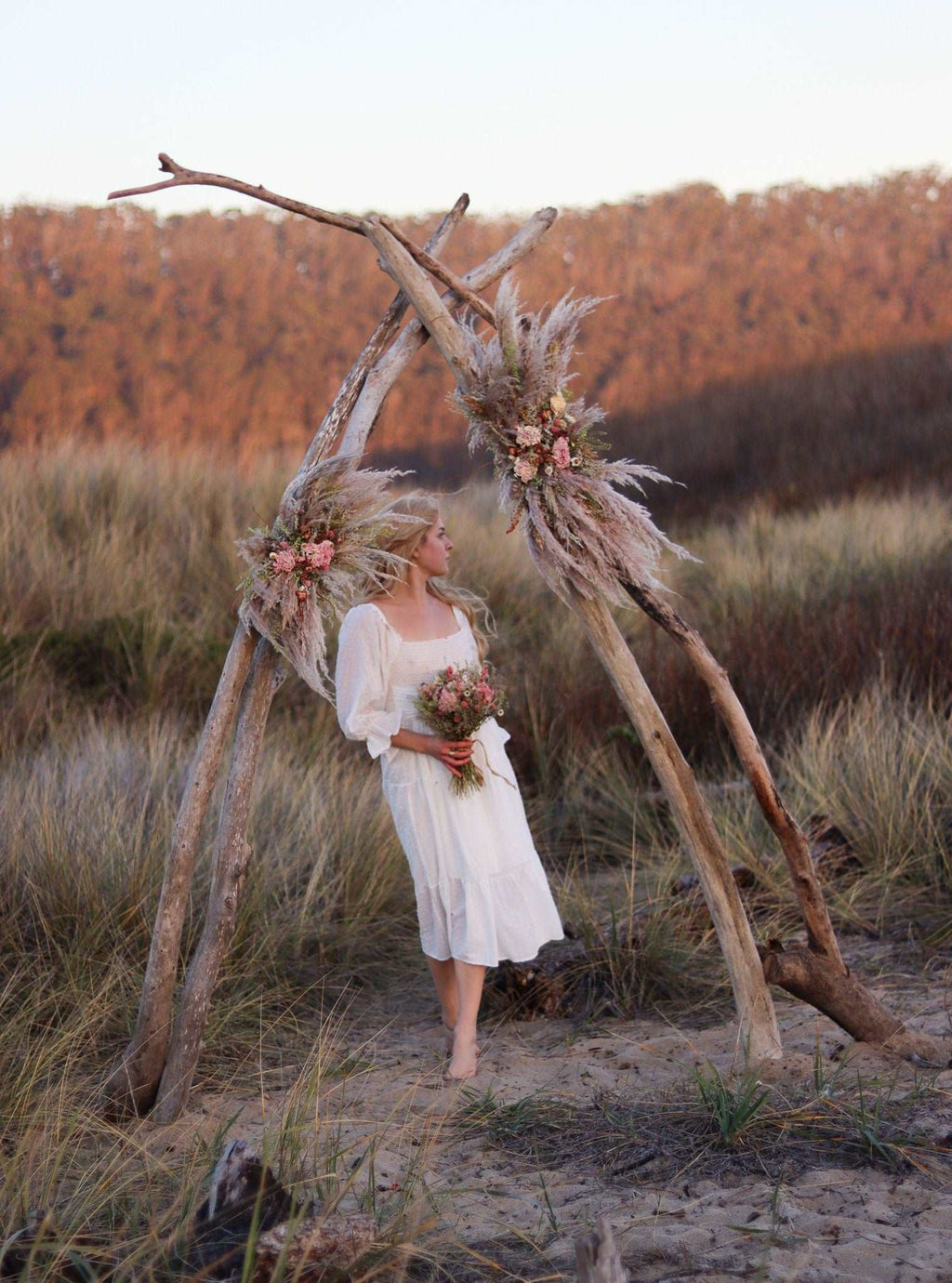 Pampas & Peony Dried Wedding Arch Arrangement