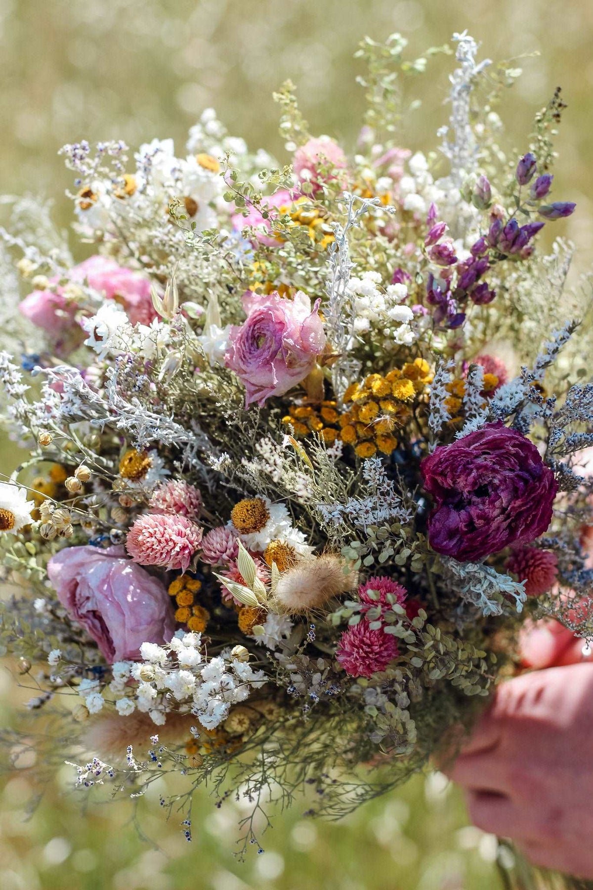 Ranunculus & Lavender Dried Bouquets & Flower Crowns