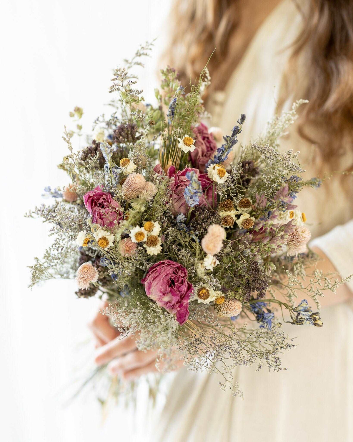 Pink Peony & Lavender Dried Bouquets & Wedding Accessories