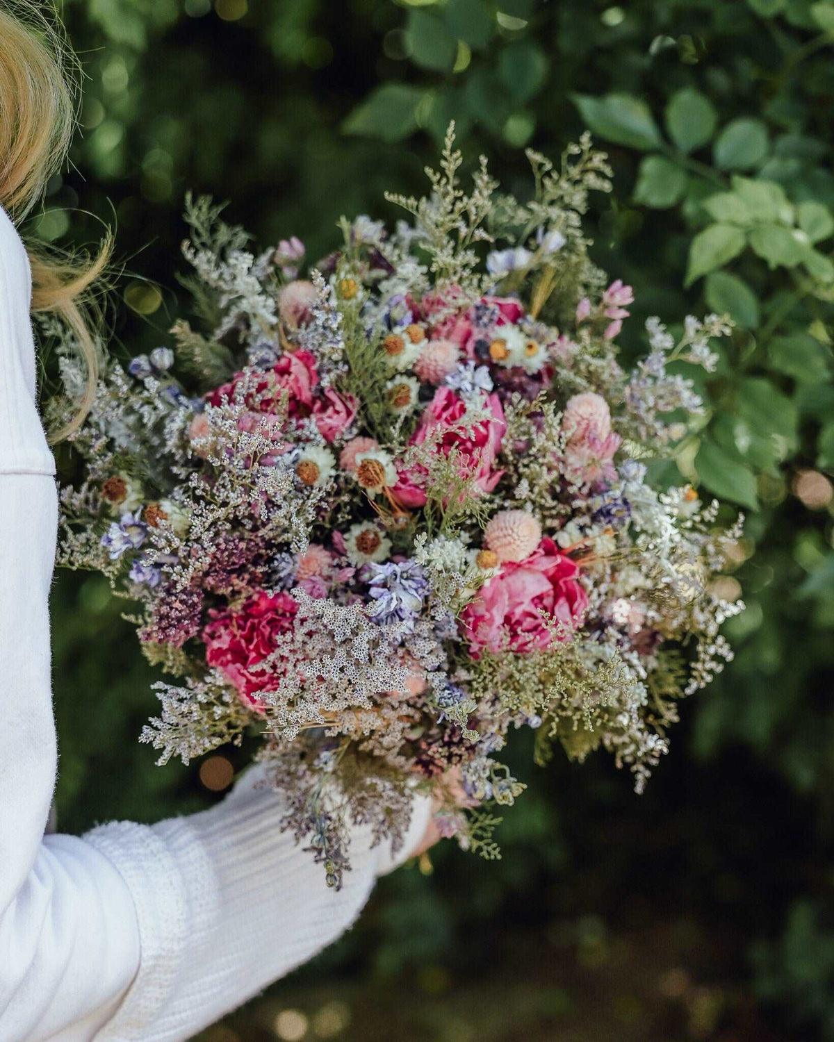 Pink Peony & Lavender Dried Bouquets & Wedding Accessories
