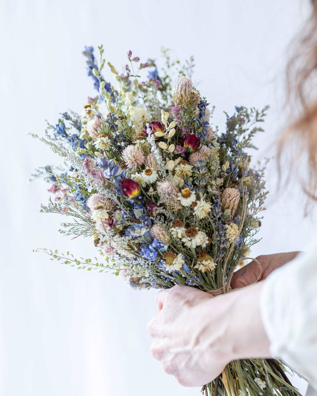 Red Rose & Blue Lavender Dried Bouquets & Boutonnieres