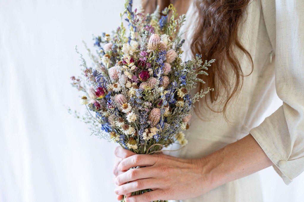 Red Rose & Blue Lavender Dried Bouquets & Boutonnieres