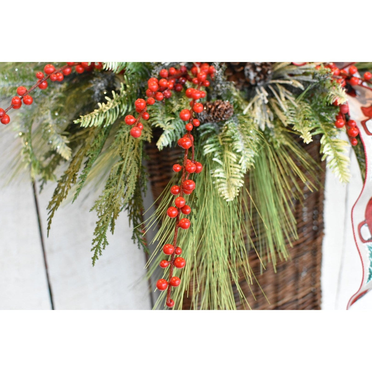 36" Faux Outdoor Red Berry Stem